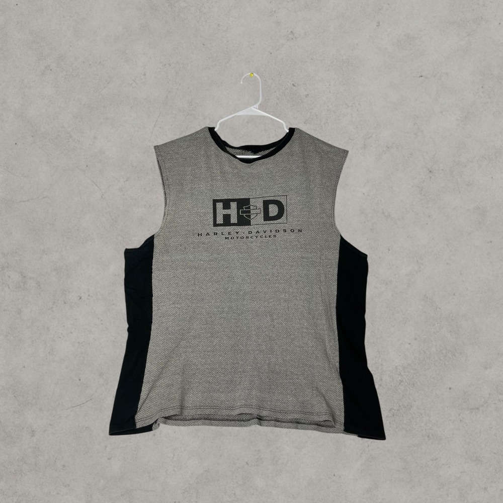Harley Davidson Motorcycles Sleeveless Jersey Grey Black St Croix XL